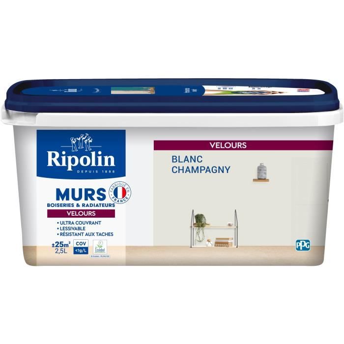 Wall decoration, woodwork & radiators, champagne white velvet - RIPOLIN - 2.5 L