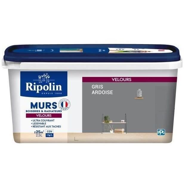 RIPOLIN Velvet Color Paint for Walls, Woodwork, Radiators - Slate Gray
