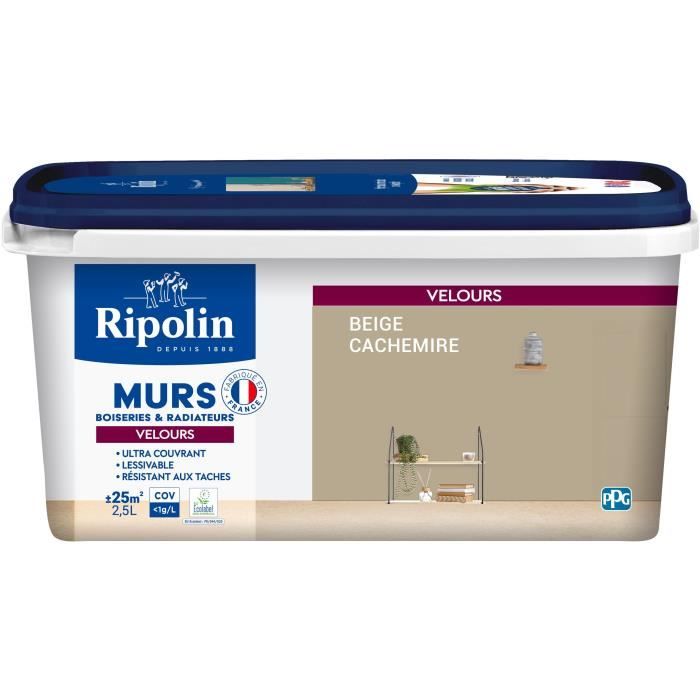 Decorative paint for walls, woodwork & radiators - RIPOLIN - 468811 - Cashmere beige - Velvet - 2.5 L