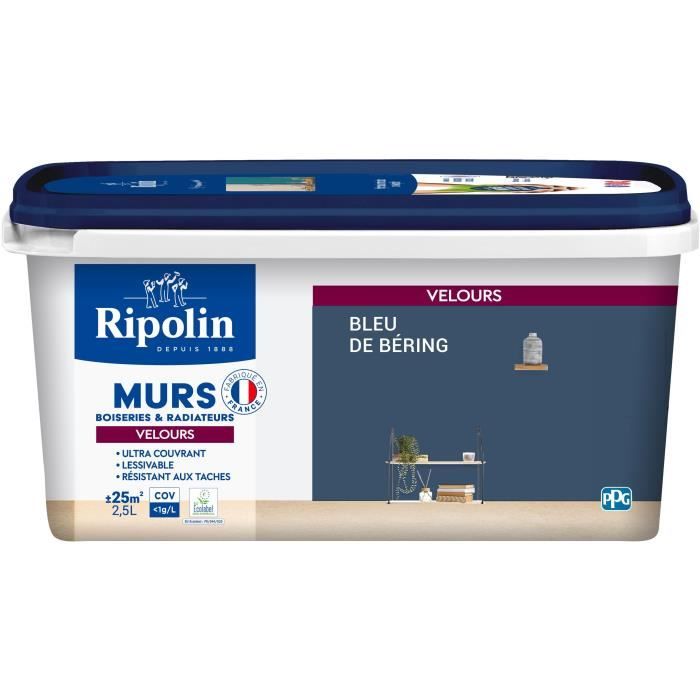 Wall decoration, woodwork & radiators, Bering blue velvet - RIPOLIN - 2.5 L