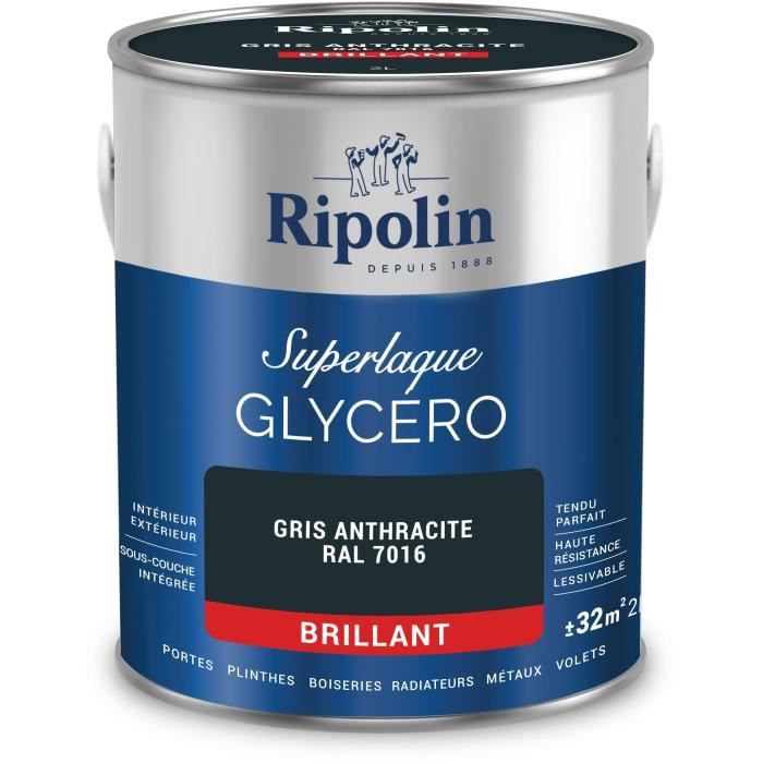 Gloss RAL 7016 anthracite gray glycero lacquer - RIPOLIN - 2 L