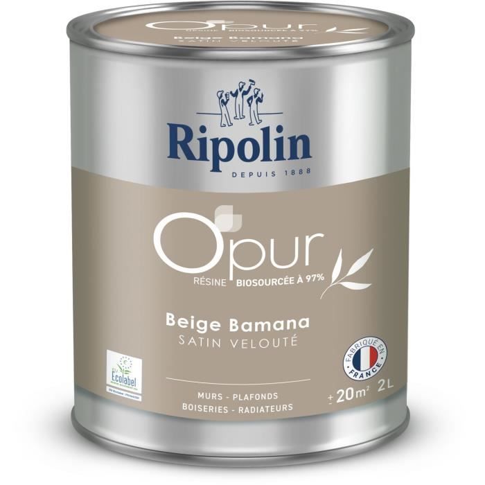 O'pur walls woodwork radiators beige bamana velvety satin - RIPOLIN - 2 L