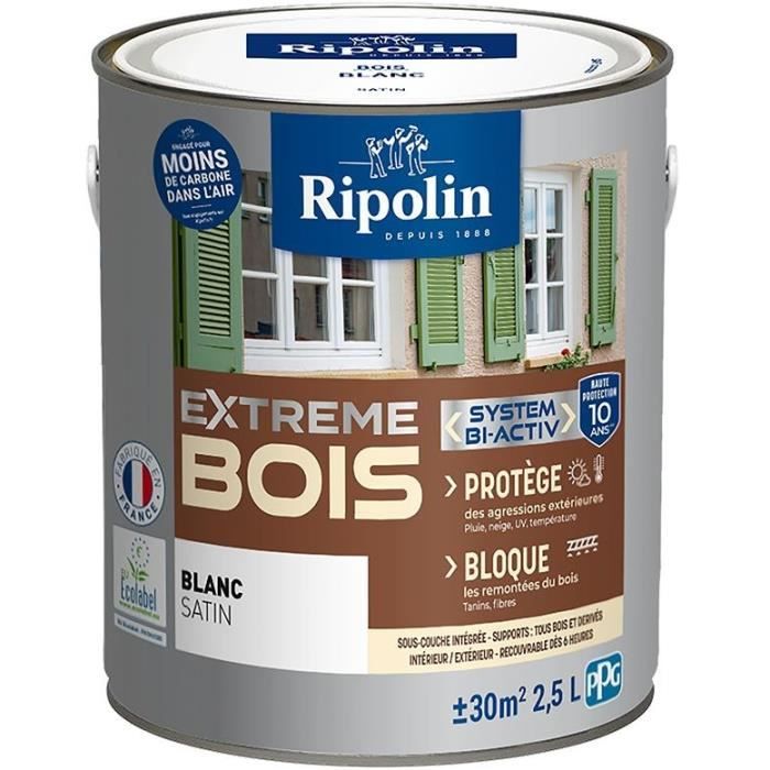 RIPOLIN Interior & Exterior Wood Paint - Satin White, 2.5L