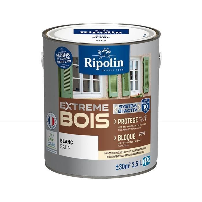 RIPOLIN Interior & Exterior Wood Paint - Satin White, 2.5L
