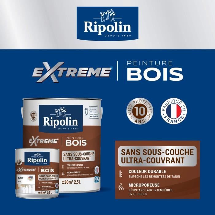 RIPOLIN Satin Wood Paint High Protection 10 years which Protects and Magnifies your Wood - Birch gray
