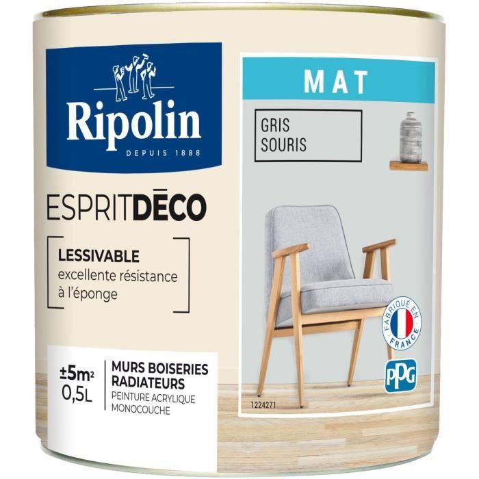 RIPOLIN Interior & Exterior Floor Paint - Concrete Gray Ral 7015 Satin, 2.5L
