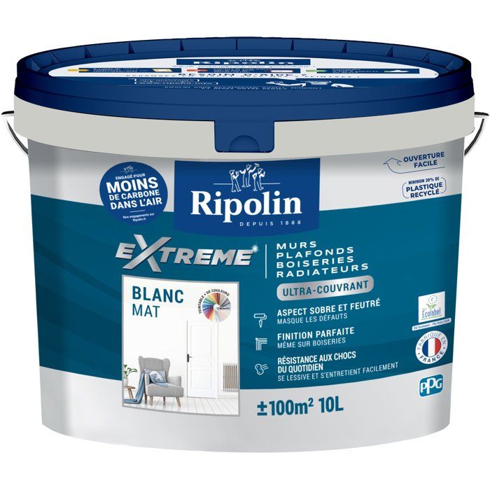 Ripolin 10L matt white single-coat wall and ceiling paint