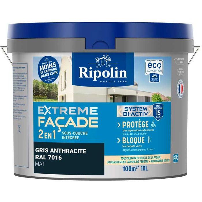 RIPOLIN 2 in 1 Matt Facade Paint, With Anthracite Undercoat