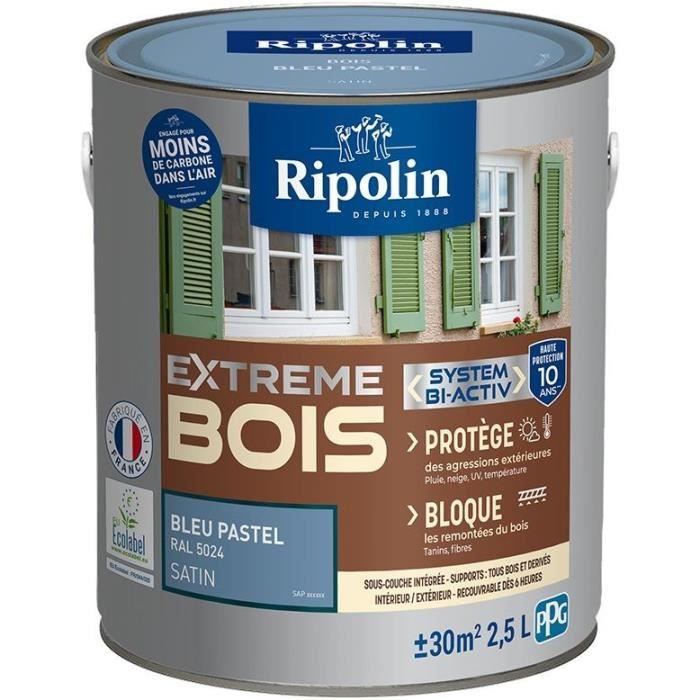 Extreme wood paint - Pastel blue RAL 5024 satin - RIPOLIN - 2.5 L