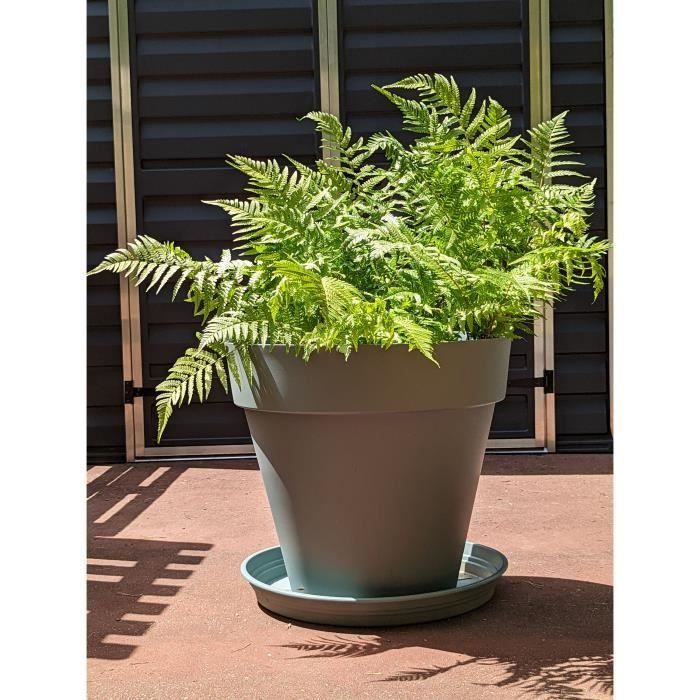 RIVIERA SOLEILLA round flower box - Plastic - Diameter 60 cm Clay green