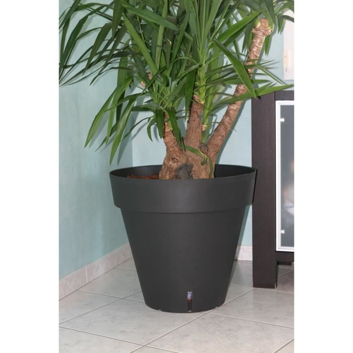 RIVIERA LOFT round flower box - Plastic - Diameter 30 cm - Gray
