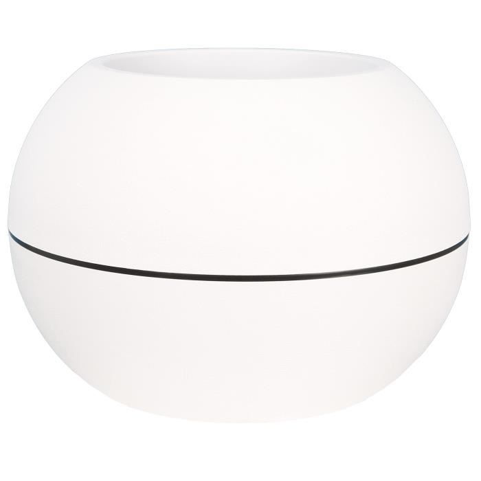 RIVIERA GRANIT BOULE round flower box - Plastic - Diameter 50 cm - White
