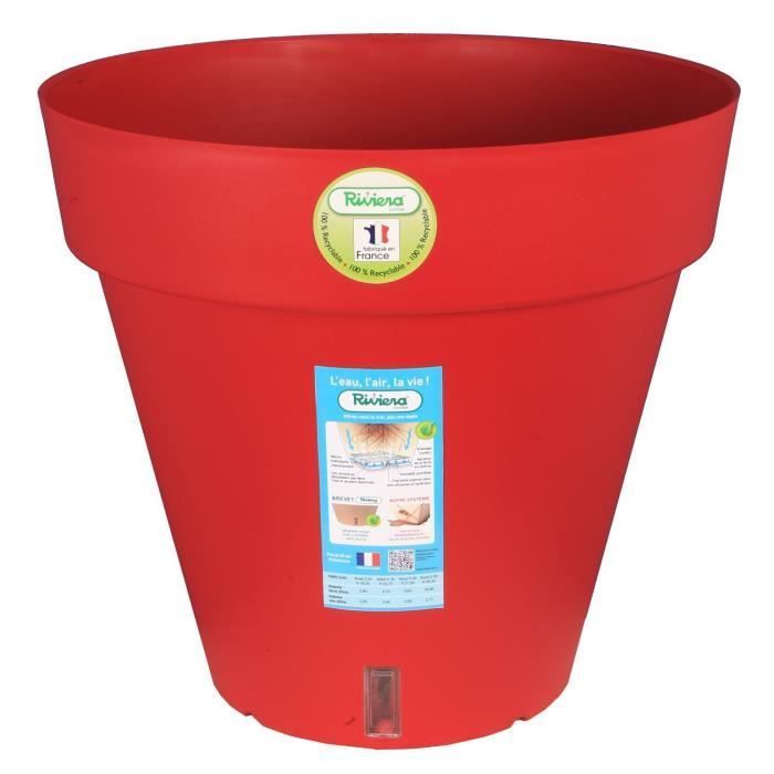 Riviera Loft flower pot with reserve of water - Round - Ø 50 x H 46 cm - Red