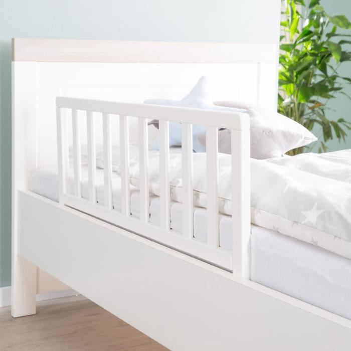 ROBA Wooden Bed Rail 90 cm - Safe Fall Protection for Babies and Children - 18 Months to 5 Years - Easy Assembly - White