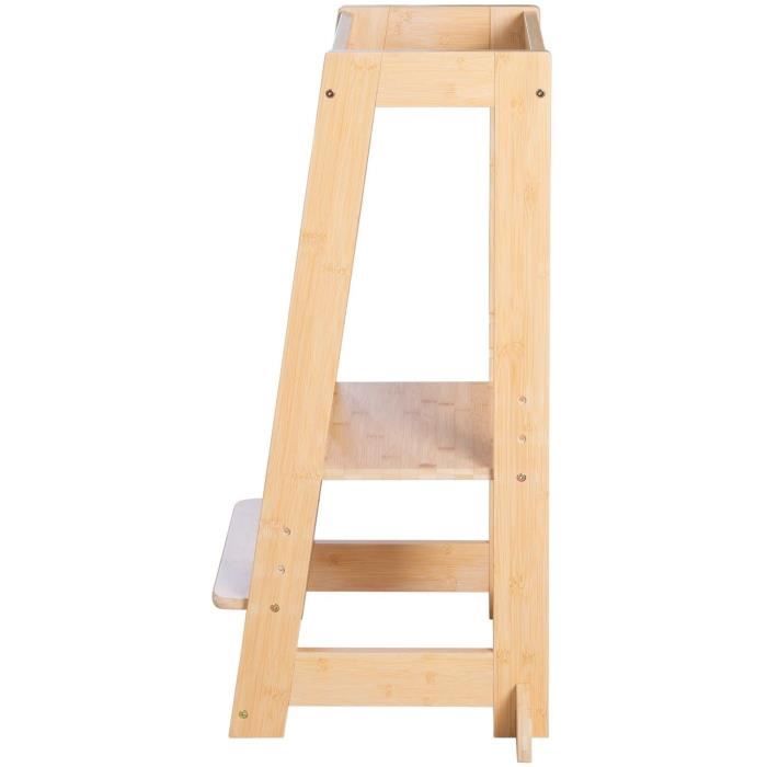Montessori Learning Tower - ROBA - FSC Certified Bamboo - Adjustable to 3 Height Levels - Up to 80 Kg - Natural