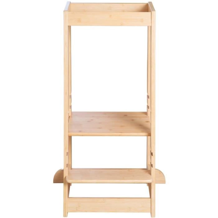 Montessori Learning Tower - ROBA - FSC Certified Bamboo - Adjustable to 3 Height Levels - Up to 80 Kg - Natural