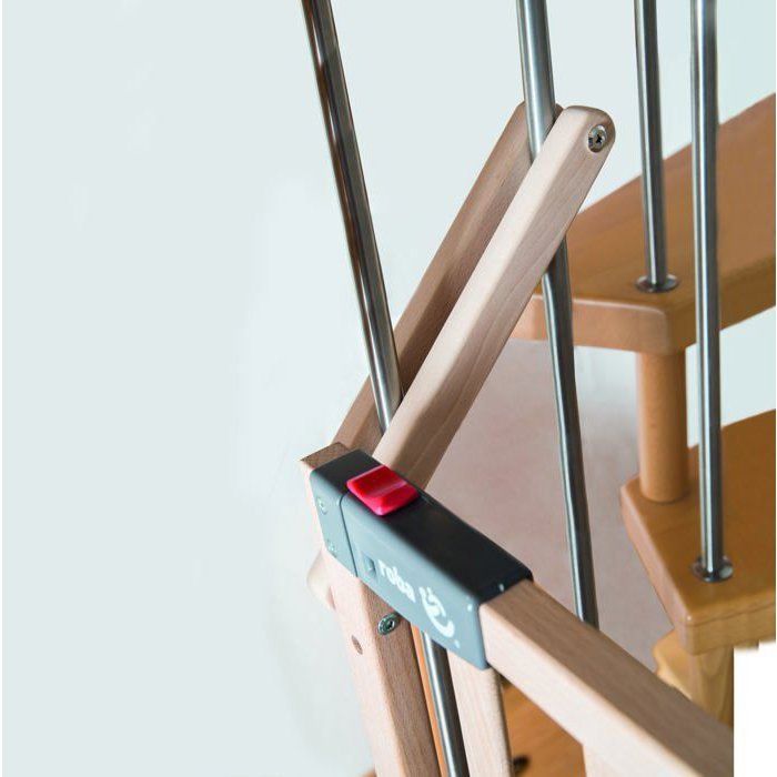 ROBA Safety Up Baby Safety Gate for Stairs - Width from 93.5 to 120.5 cm - Natural Wood