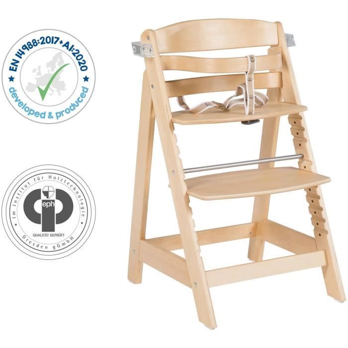 High chair - ROBA - SIT UP CLICK & FUN - Removable meal tray - Adjustable height - Up to 70 kg - Natural wood