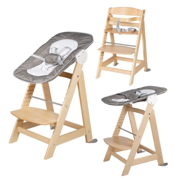 ROBA Born Up 2 in 1 High Chair + Reclining Bouncer - Sternenzauber - From Birth - Natural Wood