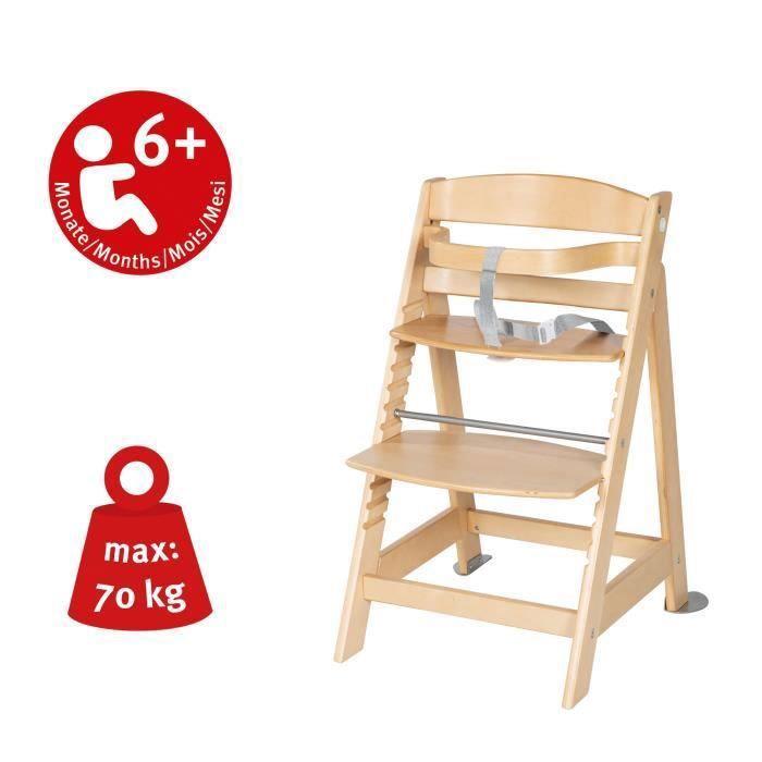 ROBA Born Up 2 in 1 High Chair + Reclining Bouncer - Sternenzauber - From Birth - Natural Wood