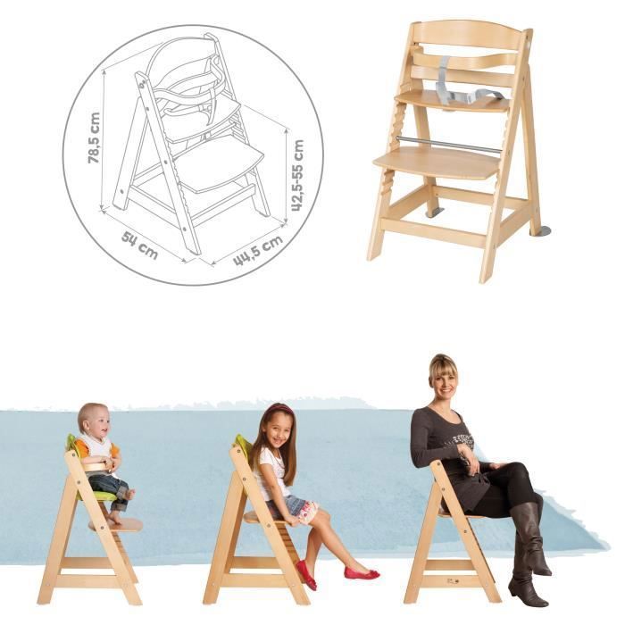 ROBA Born Up 2 in 1 High Chair + Reclining Bouncer - Sternenzauber - From Birth - Natural Wood