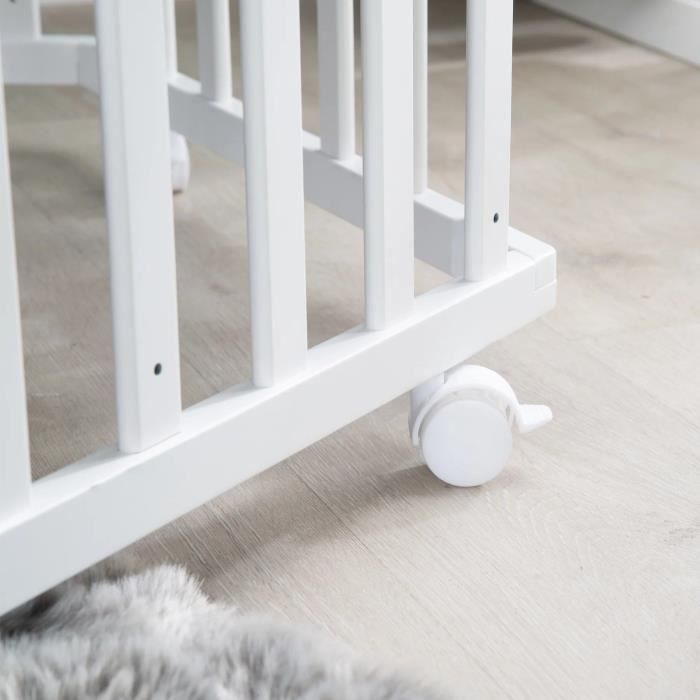 ROBA Hegaxonal Playpen - Padded Cover - Elephant Pattern - 6 Braked Wheels - Taupe Lacquered Wood