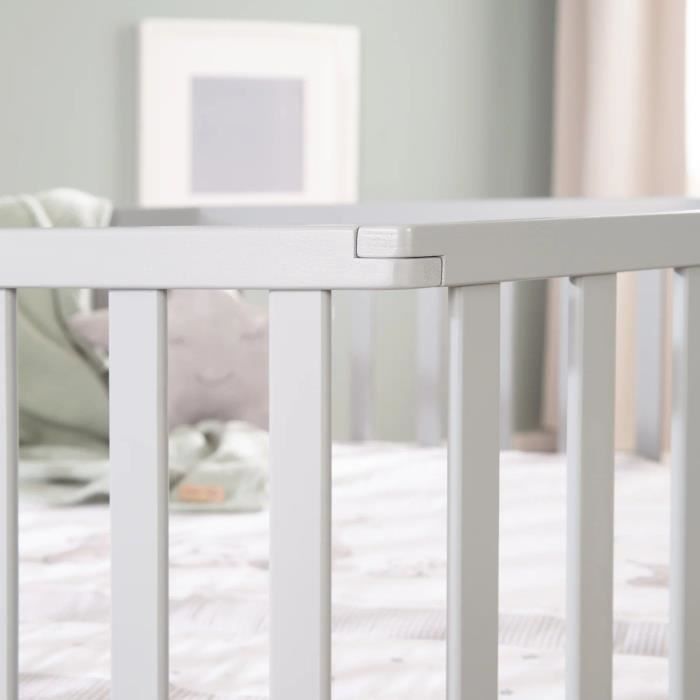 ROBA Hegaxonal Playpen - Padded Cover - Elephant Pattern - 6 Braked Wheels - Taupe Lacquered Wood