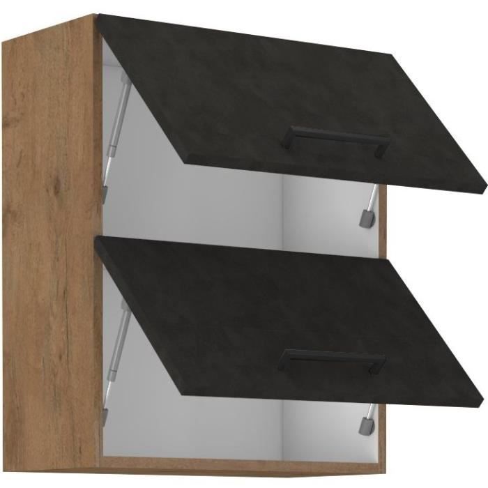 ROCK high cabinet - Melamine with lancelot oak and matera gray decor - 1 door - L60 x H72 cm