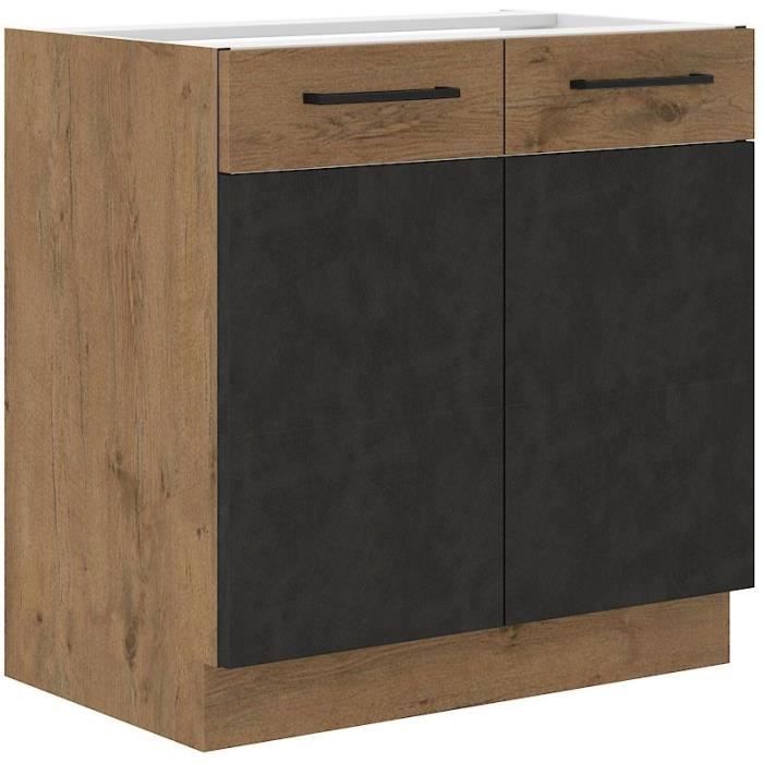ROCK low cabinet - Melamine - Lancelot oak and matera grey - L 80 x H82 cm