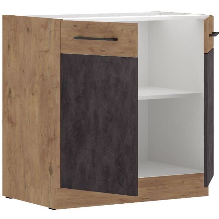 ROCK low cabinet - Melamine - Lancelot oak and matera grey - L 80 x H82 cm