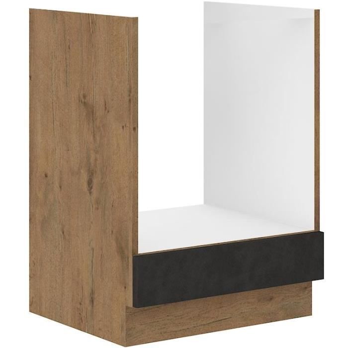 ROCK oven cabinet - Melamine with lancelot oak and matera gray decor - L60 x H82 cm