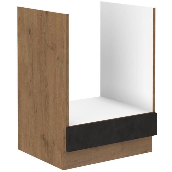 ROCK oven cabinet - Melamine with lancelot oak and matera gray decor - L60 x H82 cm