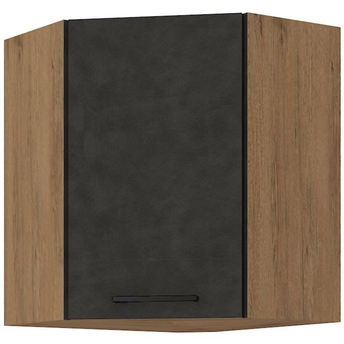 ROCK corner tall unit - Lancelot oak and matera gray decor melamine - 1 door - L58 x H72 cm