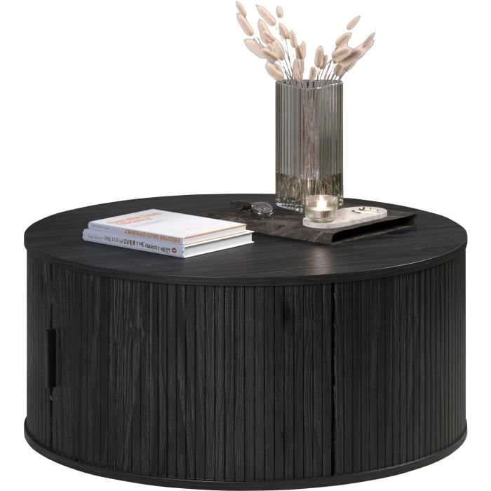 Coffee table - Round - MDF - Black - Essential - Diameter 80 cm Height 36 cm - RONIN