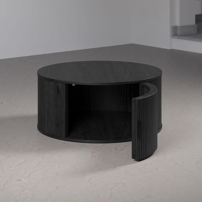 Coffee table - Round - MDF - Black - Essential - Diameter 80 cm Height 36 cm - RONIN