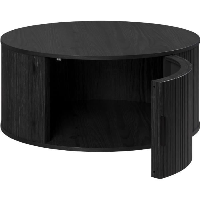 Coffee table - Round - MDF - Black - Essential - Diameter 80 cm Height 36 cm - RONIN