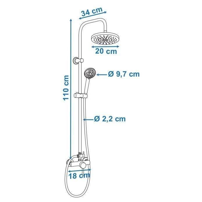 Rousseau Shower column with Timaru Chrome mechanical mixer tap