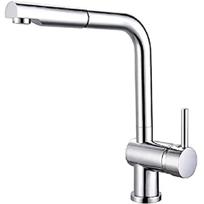 Rousseau Matstoko kitchen mixture - with shower - chrome gray