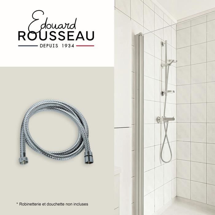 Shower hose - ROUSSEAU - Anti-twist metal nuts - Pressure 1 bar - Length 1.75m - Double-stapled chrome-plated stainless steel