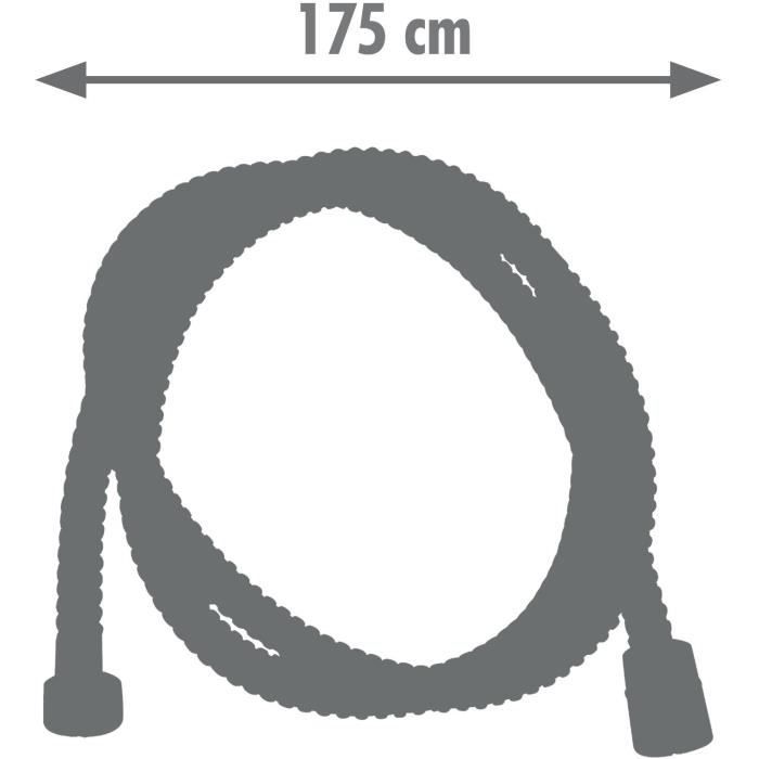 Shower hose - ROUSSEAU - Anti-twist metal nut - Safety crimps - Length 1.75m - Single-grip chrome-plated stainless steel