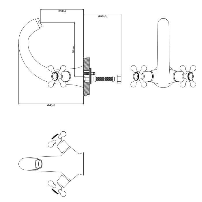 Rousseau Mechanical mixer tap Lavabo Beverley - Fixed