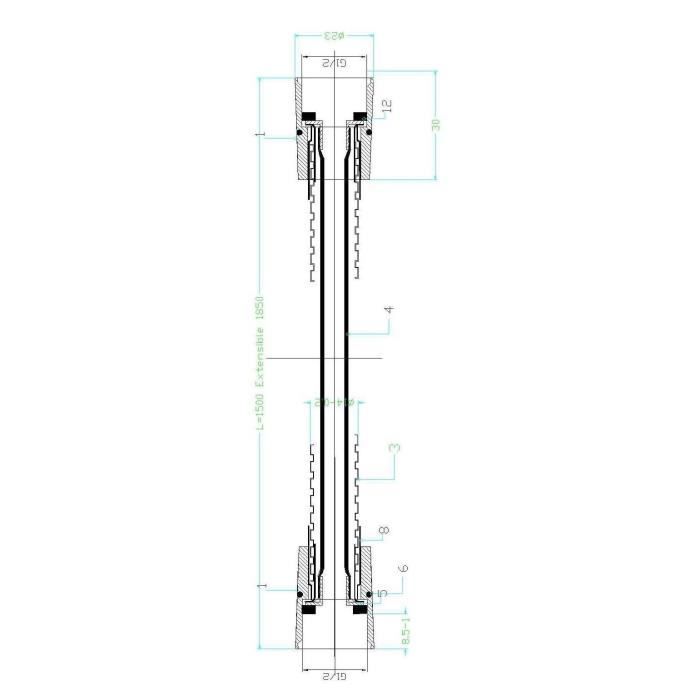 Rousseau Flexible shower 1.5-1.85m double stainless steel stainless steel