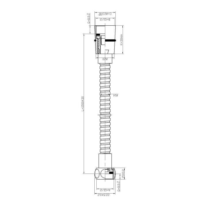 Rousseau Flexible shower 1.5m NF Double stainless steel stainless steel