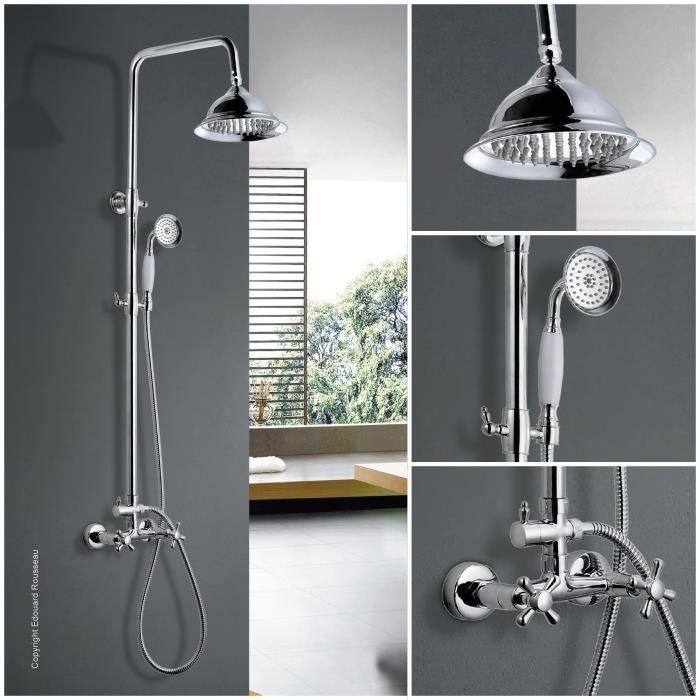 Rousseau shower column with retro mixer tap - chrome