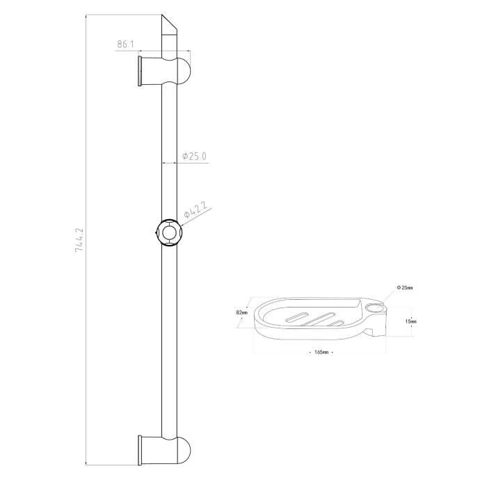 ROUSSEAU Shower rail without tap - Chrome