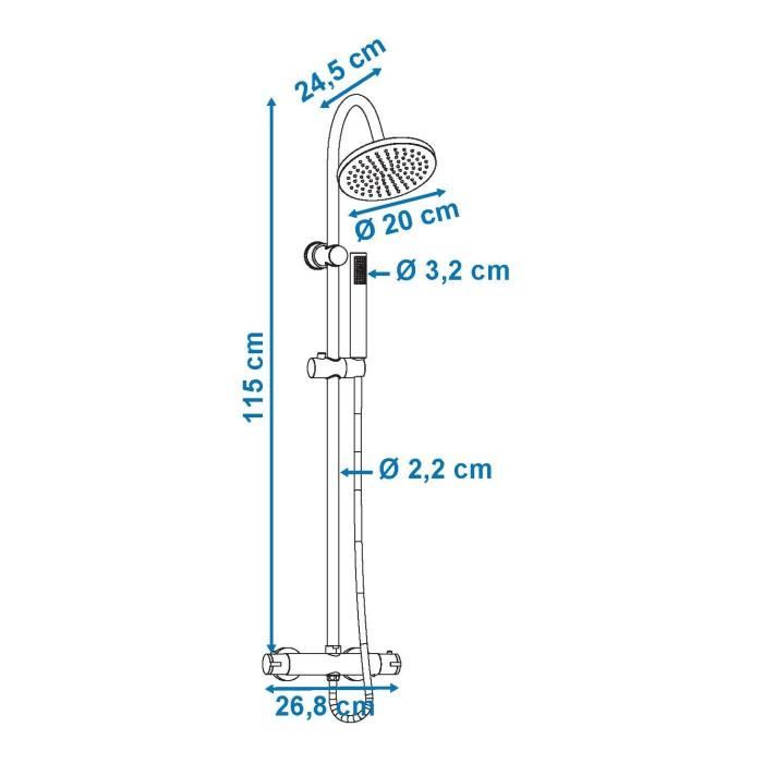 Rousseau Shower column with Loona thermostatic mixer faucet