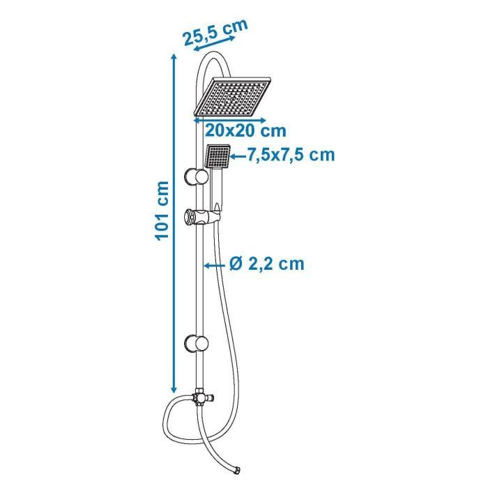 ROUSSEAU Shower column without tap Soto - Chrome