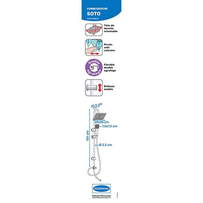 ROUSSEAU Shower column without tap Soto - Chrome