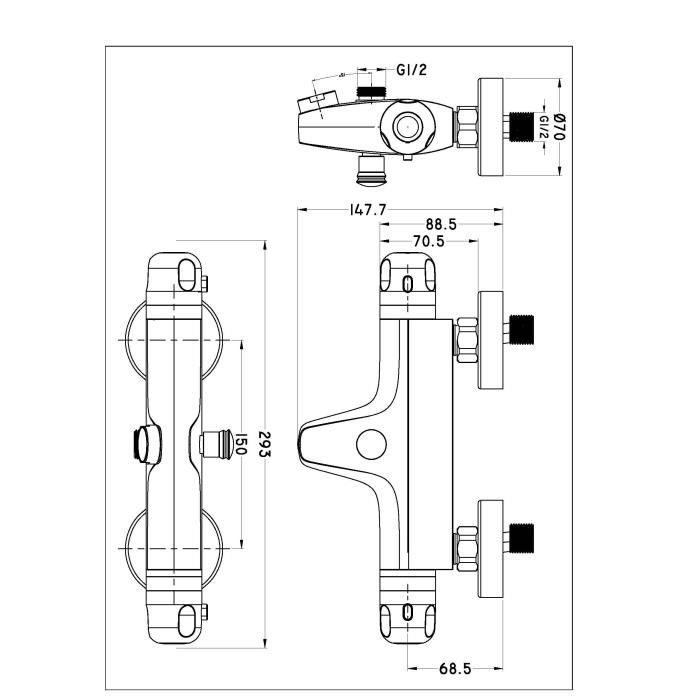 ROUSSEAU Thermostatic bath and shower mixer tap Volga 2