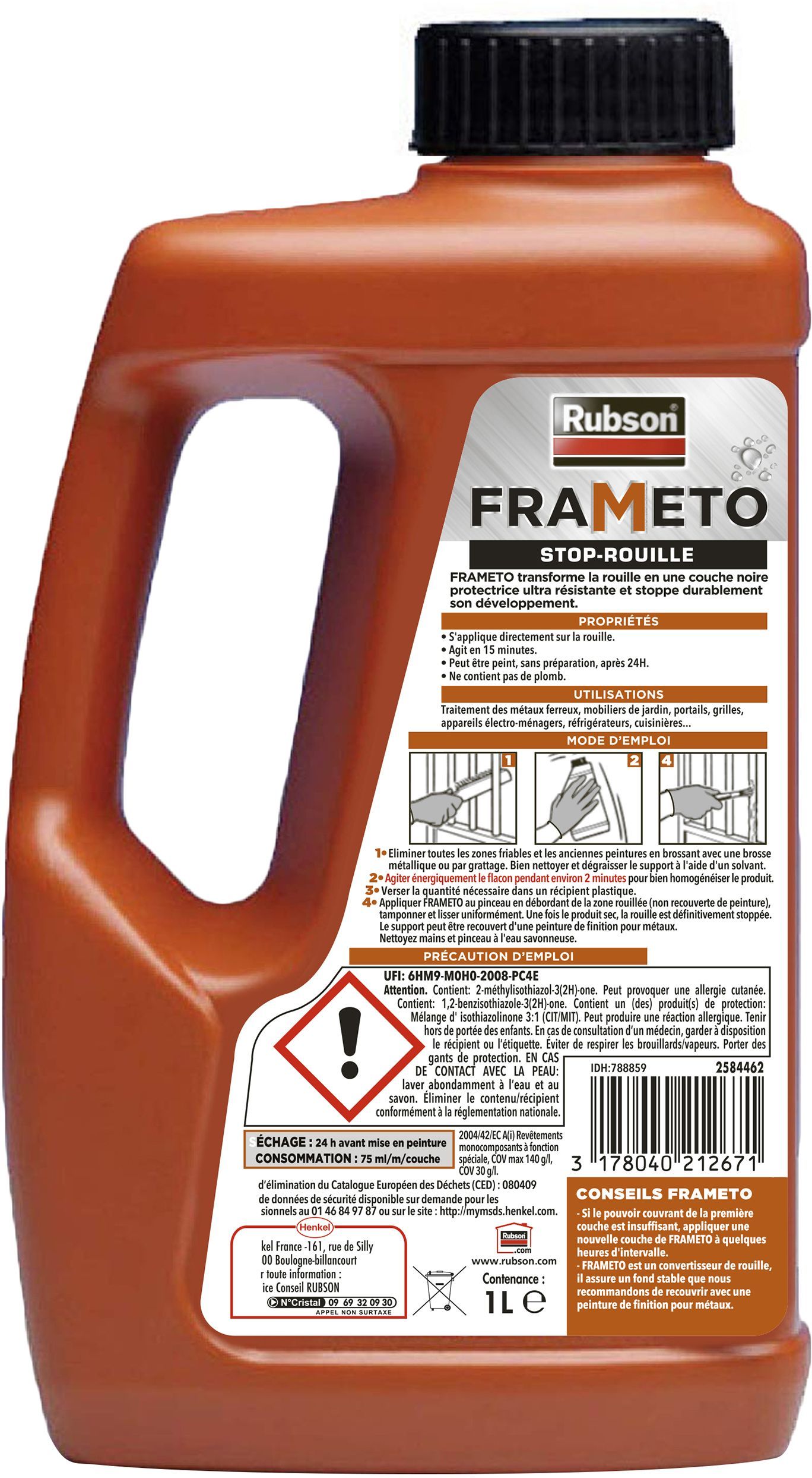 RUBSON Frameto Anti Rust Treatment Can 1litre
